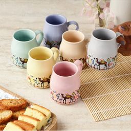 The Decor Mart Pink & Yellow Printed Ceramic Glossy Cups Set of Cups and Mugs-9