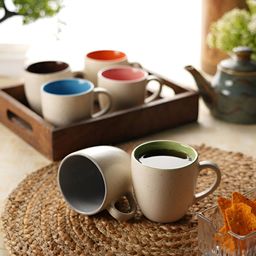 Aura White & Red 6 Pieces Ceramic Glossy Mugs 200 ml-19