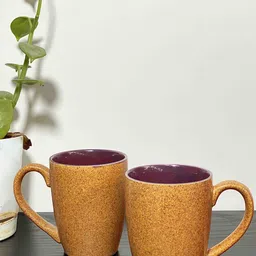 Folkstorys Grained Brown & Purple 2 Pieces Printed Ceramic Glossy Cups-13