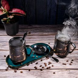 giBOX Black & Gold-Toned Printed Ceramic Matte Mugs Set of Cups and Mugs-55
