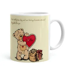 Khakee White & Yellow Text or Slogans Printed Ceramic Glossy Mug-54