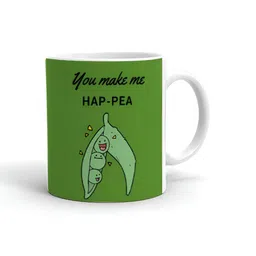 Khakee White & Green Printed Microwave Safe Ceramic Glossy Mug 325 ml-28