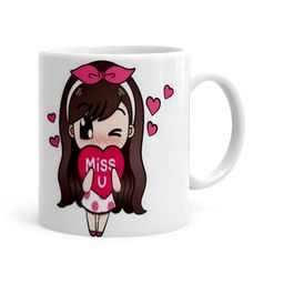 Khakee White & Pink Printed Ceramic Glossy Mug 325 ML-image-85