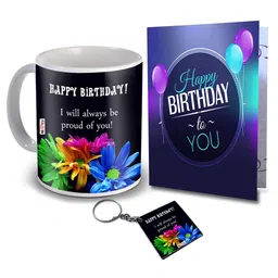 ME & YOU Black Ceramic Glossy Coffee Mug with Card & Keychain Happy Birthday Gift Set-image-40