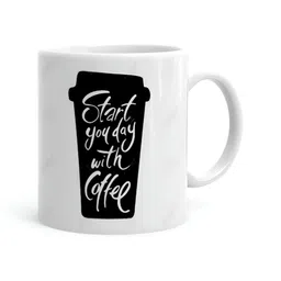 Khakee White & Black Text or Slogans Printed Ceramic Glossy Cups-11