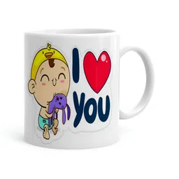 Khakee White & Navy Blue Printed Ceramic Glossy Mugs-14