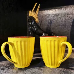 Folkstorys Yellow 2 Pieces Ceramic Glossy Cups-55