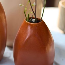 WEAVING HOMES Rust-Coloured Solid Ceramic Flower Vases-18