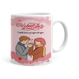 Khakee White & Pink Printed Ceramic Glossy Mug 325 ml-15