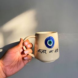 WEAVING HOMES White & Blue Printed Ceramic Glossy Mug 250 ml-11