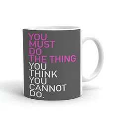 Khakee White & Grey Printed Ceramic Glossy Mug 325 ml-4