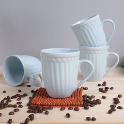 Homesake Turquoise Blue Handcrafted Textured Ceramic Glossy Mugs Set of Cups and Mugs-50