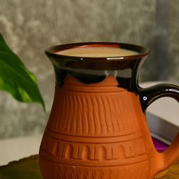 SOWPEACE Brown & Black Handcrafted Textured Terracotta Matte Mugs Set of Cups and Mugs-14