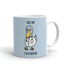 Khakee White & Blue Printed Glossy Microwave Safe Mugs 325 ml-24