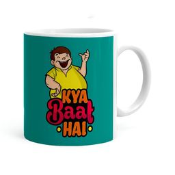 Khakee White & Green Printed Ceramic Glossy Mugs-image-85
