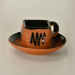 SOWPEACE Brown & Black Handcrafted Textured Terracotta Matte Cups Set of Cups and Mugs-11