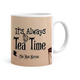 Khakee White & Brown Printed Ceramic Glossy Mug-image-62