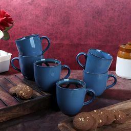 CDI Blue & Brown 6 Pieces Ceramic Glossy Mugs 200 ml Each-picture-56