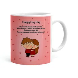 Khakee White & Pink Text or Slogans Printed Ceramic Glossy Mugs 325 ml-53