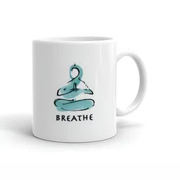 Khakee White & Blue Printed Glossy Microwave Safe Mugs 325 ml-18