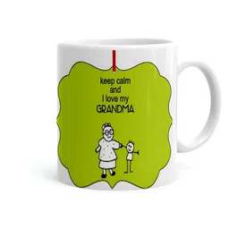 Khakee White & Green Printed Microwave Safe Glossy Finish Ceramic Mug 325 ml-23
