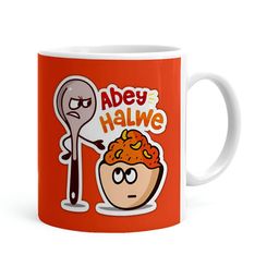 Khakee White & Orange Printed Ceramic Glossy Mug 325 ml-44