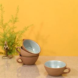 AAKRITI ART CREATIONS Set Of 4 Brown Solid Ceramic Matte Cups-22
