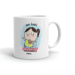 Khakee White & Blue Printed Ceramic Glossy Mugs 325 ml-18