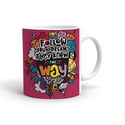Khakee White & Red Text or Slogans Printed Ceramic Glossy Mug 325 ml-7