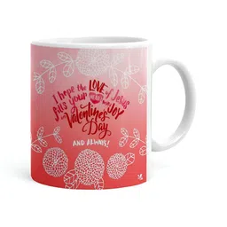 Khakee White & Pink Printed Ceramic Glossy Mugs 325 ml-14