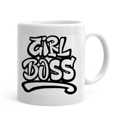 Khakee White & Black Text or Slogans Printed Ceramic Glossy Mugs 325 ml-50