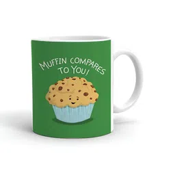Khakee White & Green Printed Ceramic Glossy Mug 325 ml-6