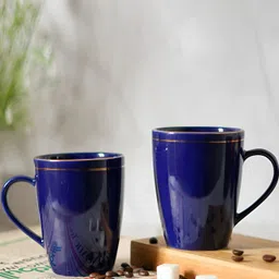 Femora Blue 2 Pieces Ceramic Dishwasher Safe Glossy Mugs 360 ml Each-image-61