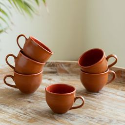 ExclusiveLane 6 Pieces Terra Tones Hand Glazed Matte Ceramic Coffee & Tea Cups 120ml-image-30