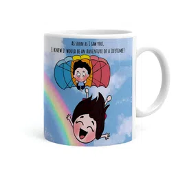Khakee White & Blue Printed Ceramic Glossy Mug-18