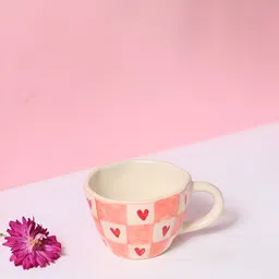 WEAVING HOMES Pink & White 2 Pieces Printed Ceramic Glossy Cups-50
