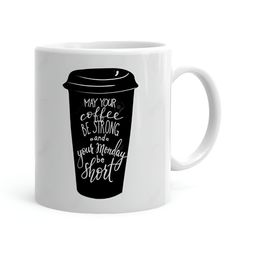 Khakee White & Black Printed Ceramic Glossy Mugs 325 ml-4