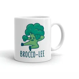 Khakee White & Green Printed Ceramic Glossy Mug 325 ml-18