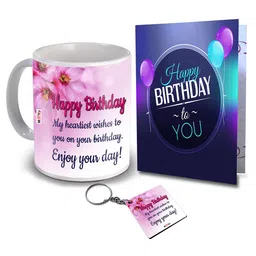ME & YOU Blue 3 pcs Coffee Mug Birthday Greeting Card & Keychain Home Gift Set 325 ml-image-83