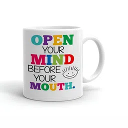 Khakee White & Blue Text or Slogans Printed Ceramic Glossy Mugs 325 ml-49