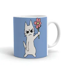 Khakee White & Blue Printed Glossy Microwave Safe Mugs 325ml-20
