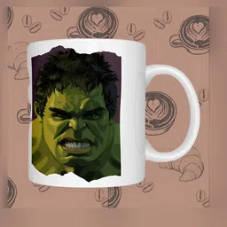JAVA IMPRESSIONS White & Green Printed Ceramic Matte Mugs Set of Cups and Mugs-1