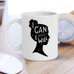 eCraftIndia White & Black Printed Ceramic Glossy Mug 310 ml-image-45