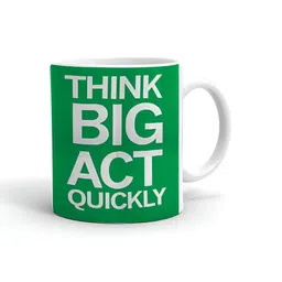 Khakee White & Green Printed Ceramic Glossy Microwave Safe Mug 325ml-42