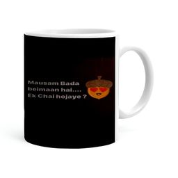 Khakee White & Black Printed Ceramic Glossy Mug 325 ml-3