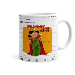 Khakee White & Orange Printed Ceramic Glossy Mug 325 ml-image-64