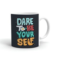 Khakee White & Black Printed Ceramic Glossy Mug-40