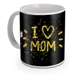 ME & YOU Printed Black& Yellow printed Ceramic Glossy Cups & Mugs 325Ml-image-3