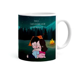 Khakee White & Green Text or Slogans Printed Ceramic Glossy Mugs 325 ml-4