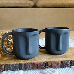 NIYARA Black 2 Pieces Printed Ceramic Matte Mugs 350 ml-32